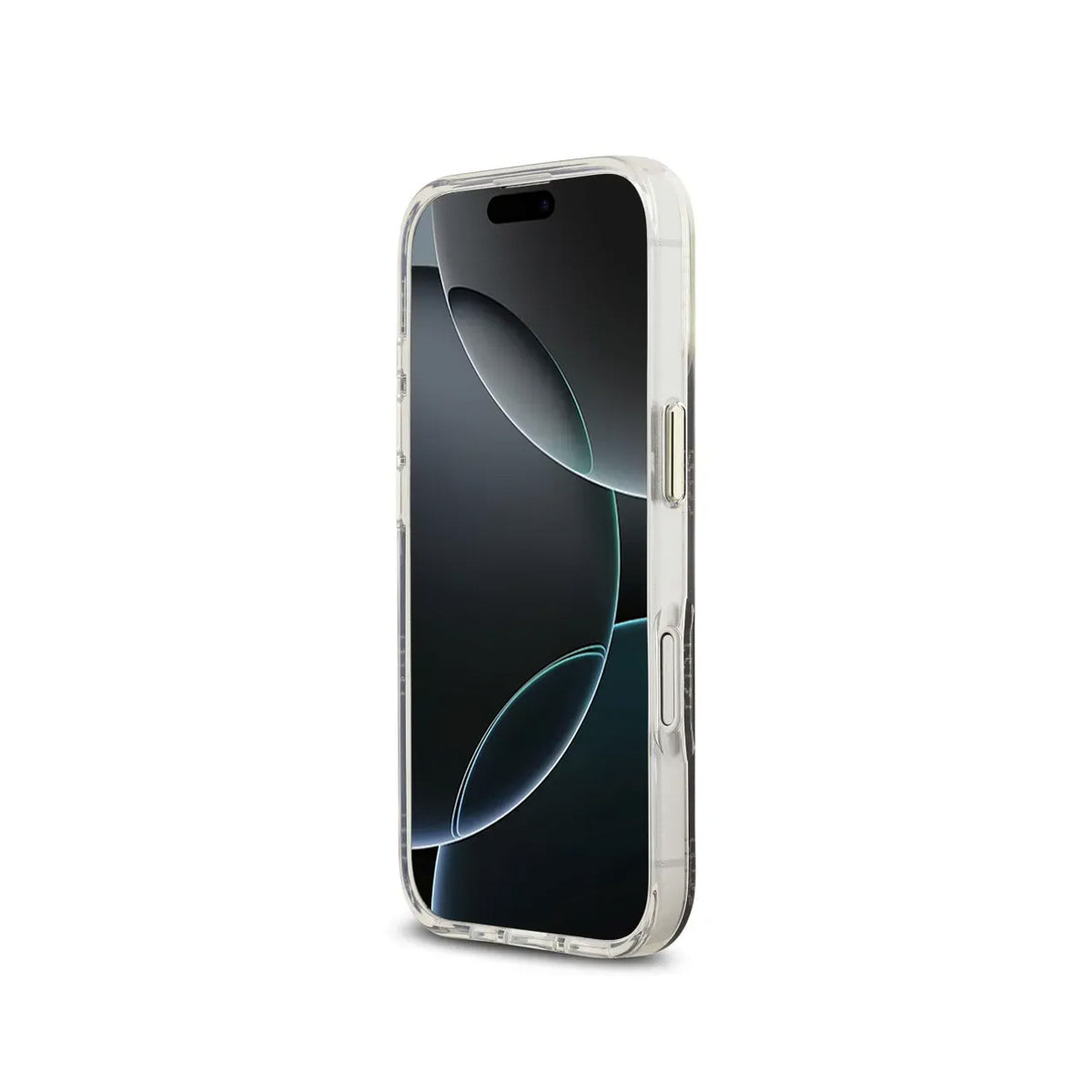Guess Funda Peonía para iPhone 17 Compatible con MagSafe y Protección Anticaídas, Negra con Brillos