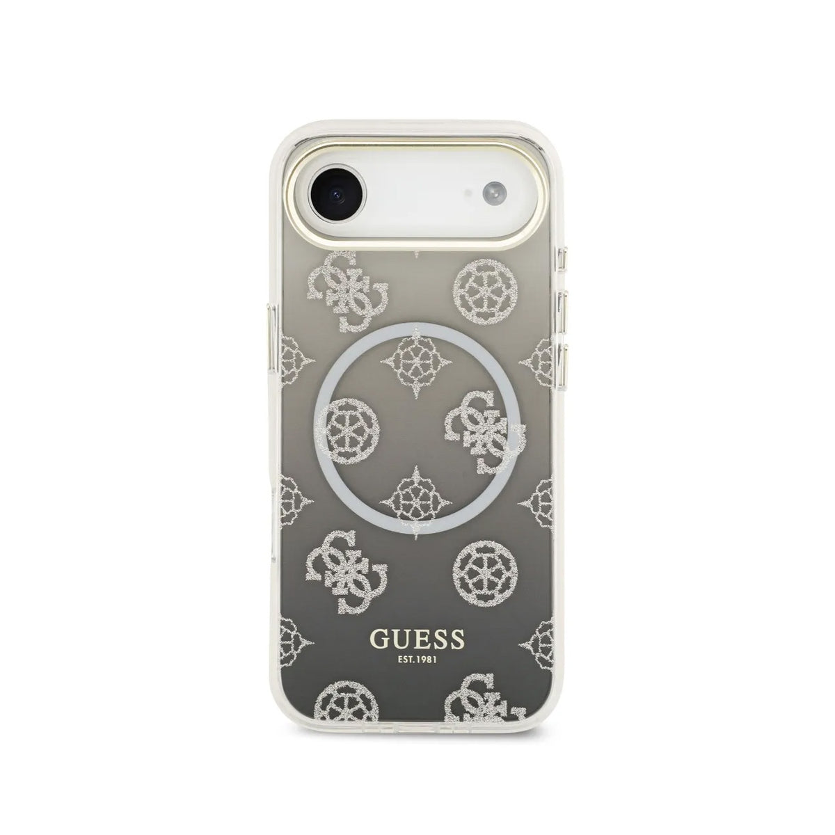 GUESS Funda Peonía para iPhone Air Compatible con MagSafe y Protección Anticaídas, Negra con Brillos