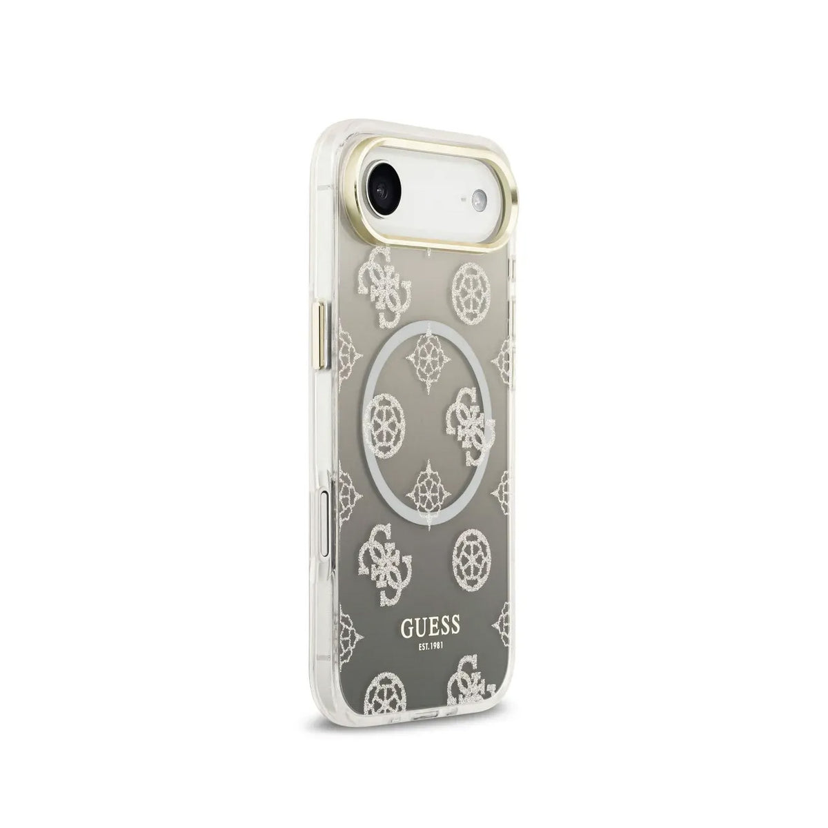 GUESS Funda Peonía para iPhone Air Compatible con MagSafe y Protección Anticaídas, Negra con Brillos