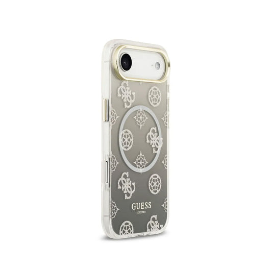 GUESS Funda para iPhone Air – Carcasa PC+TPU con MagSafe Peonía Negra con Brillos, Diseño Elegante y Ajuste Preciso
