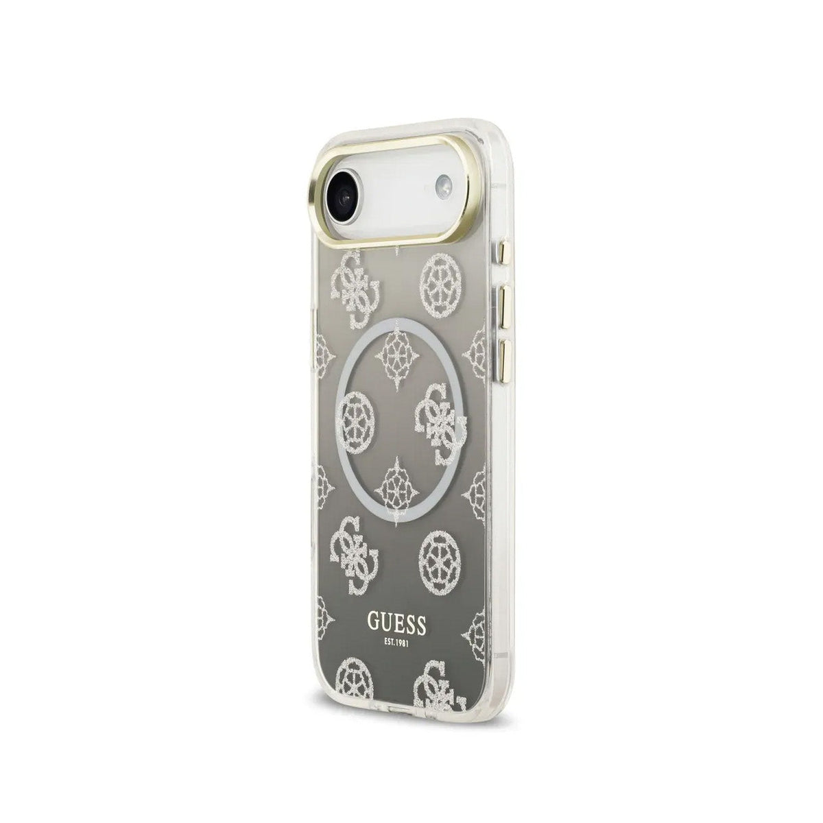 GUESS Funda Peonía para iPhone Air Compatible con MagSafe y Protección Anticaídas, Negra con Brillos