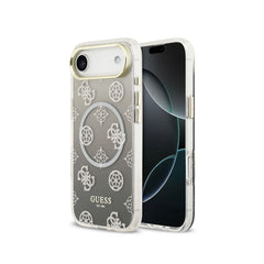 GUESS Funda Peonía para iPhone Air Compatible con MagSafe y Protección Anticaídas, Negra con Brillos