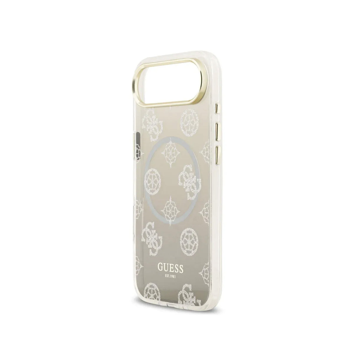 GUESS Funda Peonía para iPhone Air Compatible con MagSafe y Protección Anticaídas, Negra con Brillos