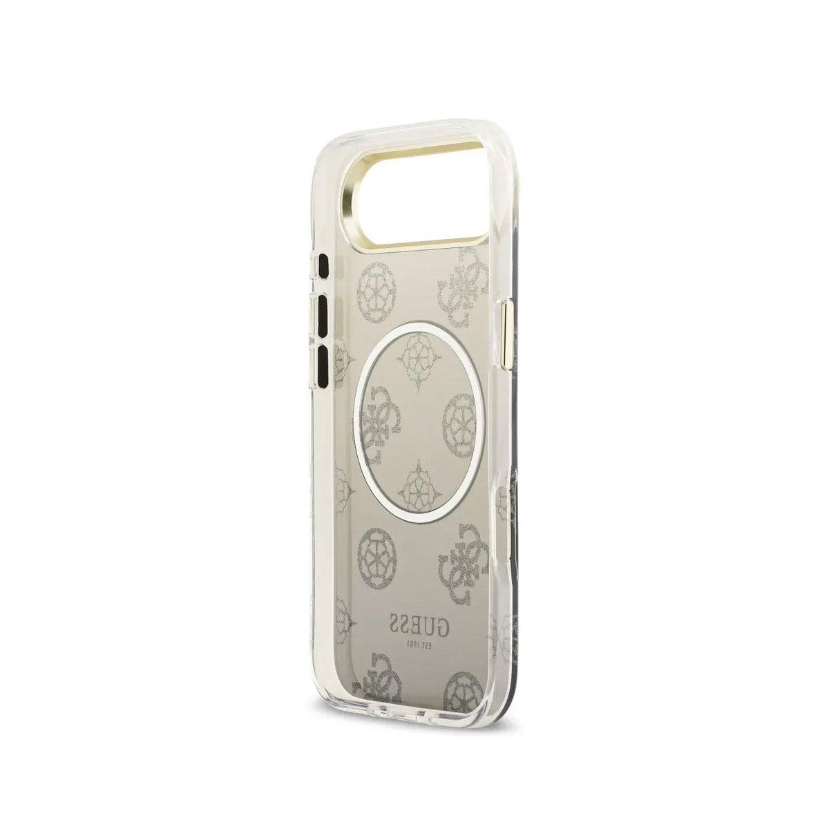 GUESS Funda Peonía para iPhone Air Compatible con MagSafe y Protección Anticaídas, Negra con Brillos