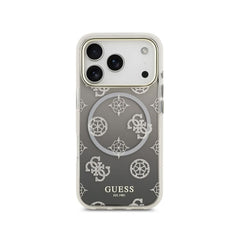 Guess Funda para iPhone 17 Pro – Carcasa PC + TPU con MagSafe, Diseño Peonía con Brillos Negra, Protección Anticaídas y Ajuste Preciso