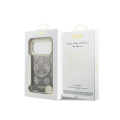 Guess Funda para iPhone 17 Pro – Carcasa PC + TPU con MagSafe, Diseño Peonía con Brillos Negra, Protección Anticaídas y Ajuste Preciso