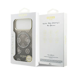 GUESS Funda Peonía para iPhone 17 Pro Max Compatible con MagSafe y Protección Anticaídas, Negra con Brillos
