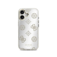 GUESS Funda Espejo Peonías para iPhone 16 Compatible con MagSafe y Protección Anticaídas, Brillos Dorados