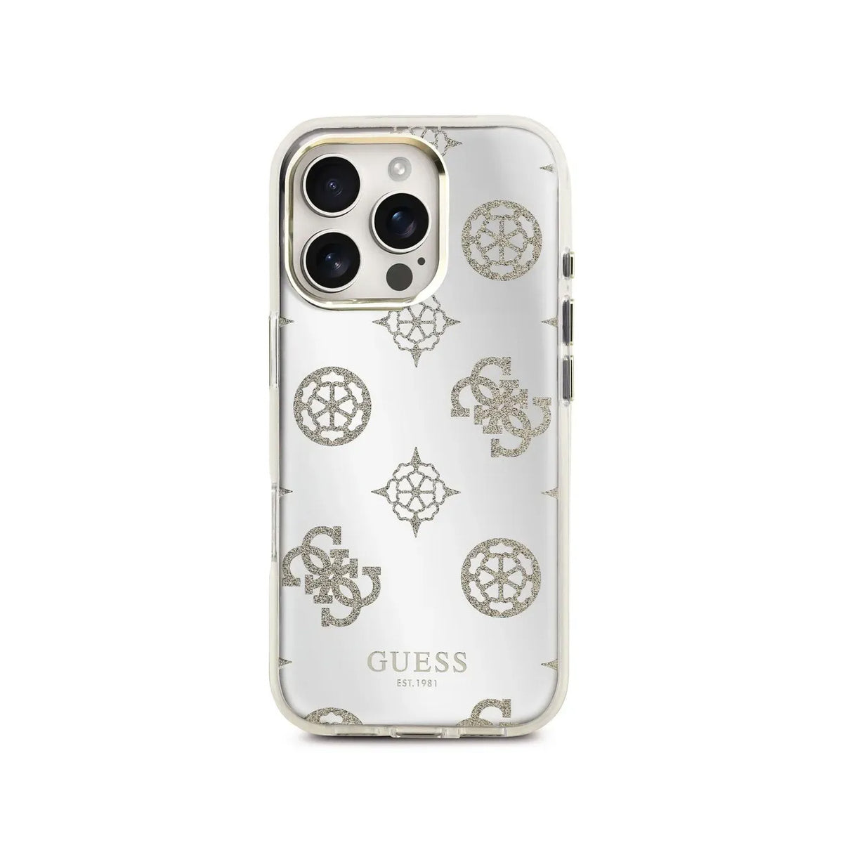 GUESS Case for iPhone 16 Pro Max - TPU Case with MagSafe Peonies Mirror with Gold Glitter, Elegant Design and Precise Fit