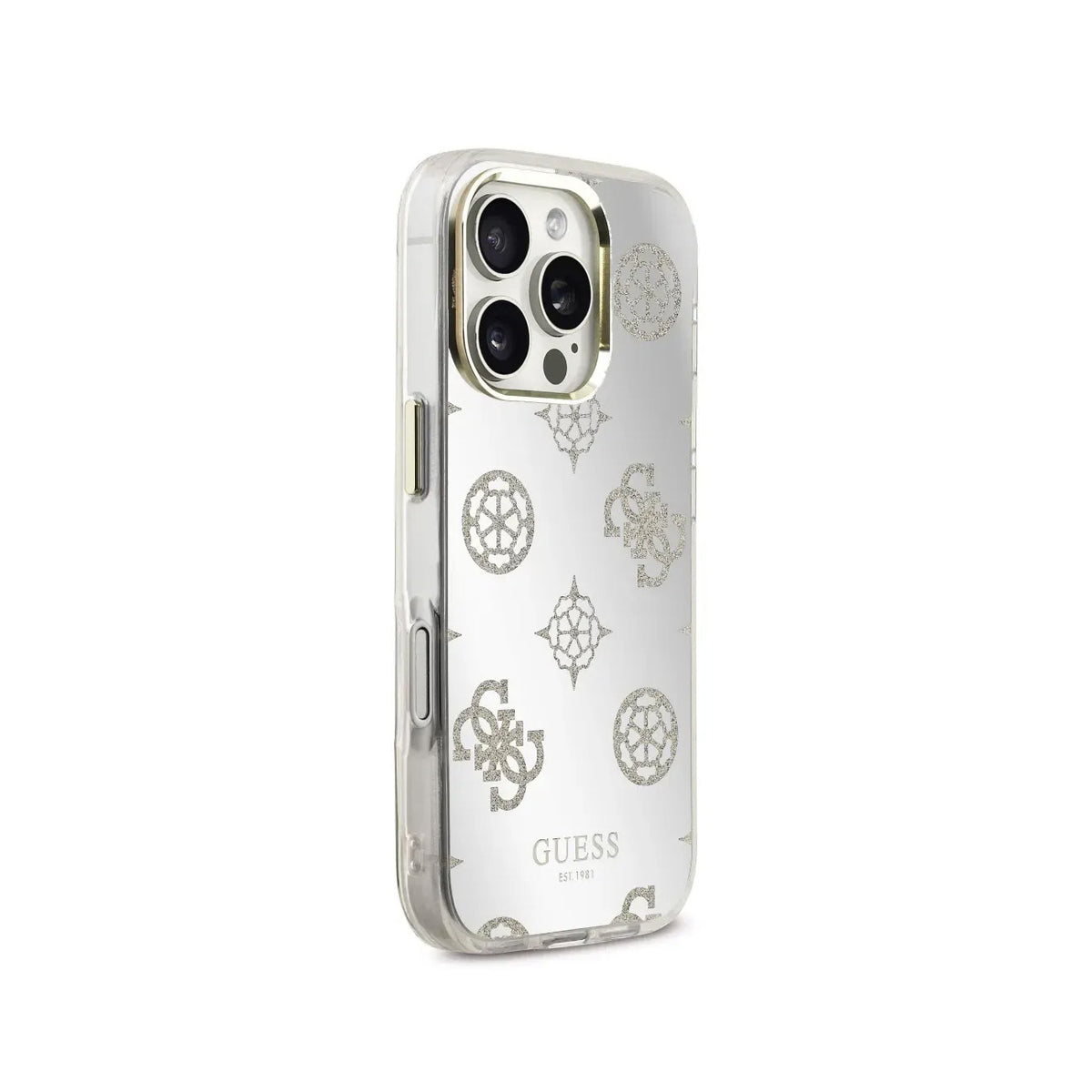 GUESS Case for iPhone 16 Pro Max - TPU Case with MagSafe Peonies Mirror with Gold Glitter, Elegant Design and Precise Fit