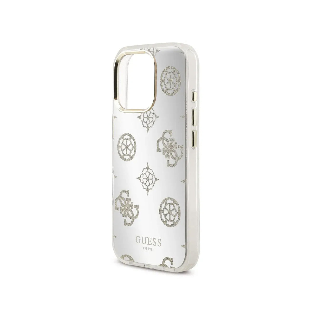 GUESS Case for iPhone 16 Pro Max - TPU Case with MagSafe Peonies Mirror with Gold Glitter, Elegant Design and Precise Fit