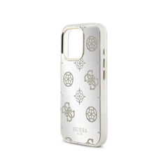 GUESS Funda para iPhone 16 Pro Max – Carcasa de TPU con MagSafe Espejo Peonías con Brillos Dorado, Diseño Elegante y Ajuste Preciso