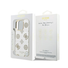 GUESS Funda para iPhone 16 Pro Max – Carcasa de TPU con MagSafe Espejo Peonías con Brillos Dorado, Diseño Elegante y Ajuste Preciso