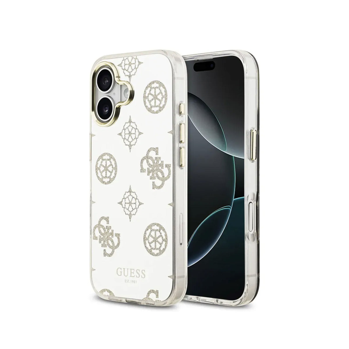 Guess iPhone 17 Case – TPU Case with MagSafe, Peonies Mirror Design with Gold Glitter, Drop Protection and Precise Fit
