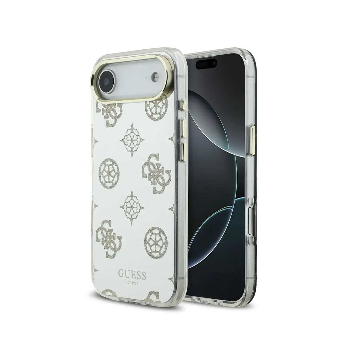 GUESS iPhone 17 Air Case – TPU Case with MagSafe Peonies Mirror with Gold Glitter, Elegant Design and Precise Fit