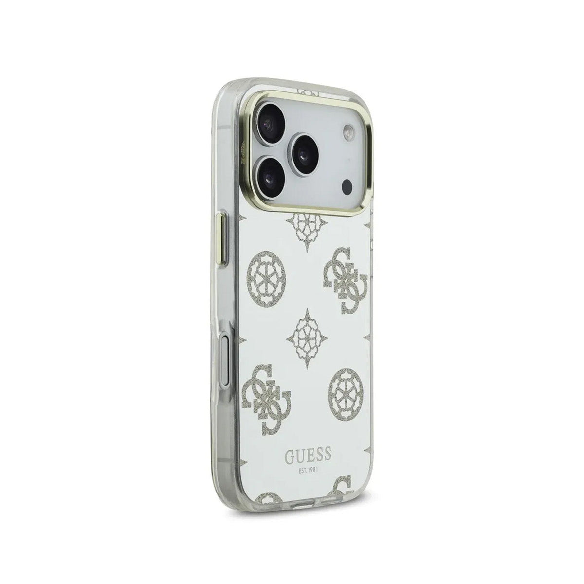 Guess Case for iPhone 17 Pro Max - TPU Case with MagSafe, Peony Mirror Design with Gold Glitter, Drop Protection and Precise Fit
