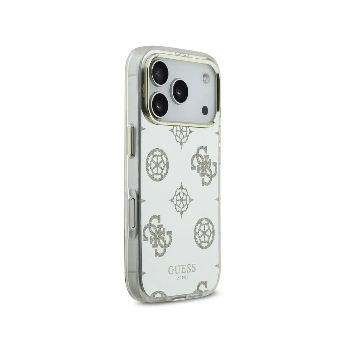 Guess iPhone 17 Pro Case – TPU Case with MagSafe, Peony Mirror Design with Golden Glitter, Drop Protection and Precise Fit