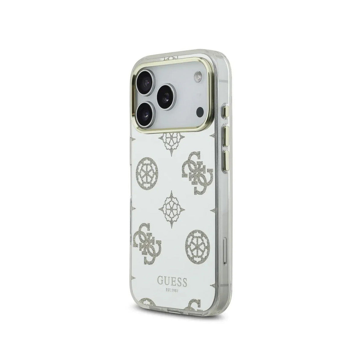 Guess Case for iPhone 17 Pro Max - TPU Case with MagSafe, Peony Mirror Design with Gold Glitter, Drop Protection and Precise Fit