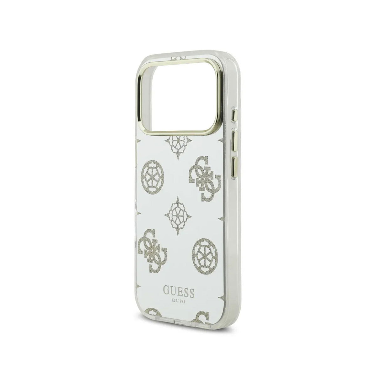 Guess iPhone 17 Pro Case – TPU Case with MagSafe, Peony Mirror Design with Golden Glitter, Drop Protection and Precise Fit