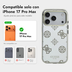 Guess Funda Espejo Peonías para iPhone 17 Pro Max Compatible con MagSafe y Protección Anticaídas, Brillos Dorados