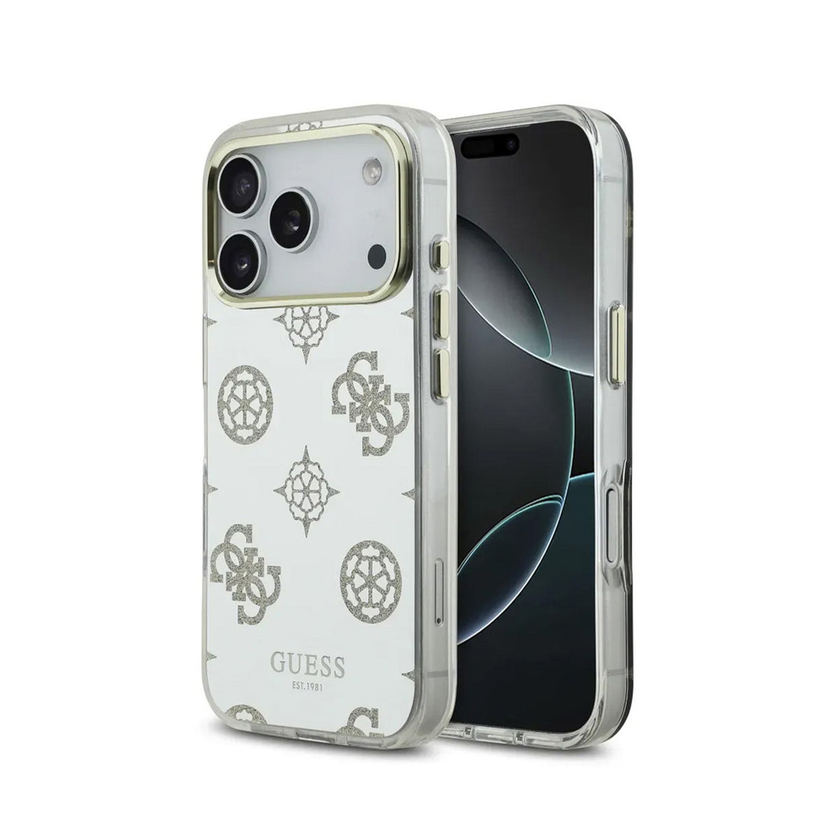 Guess Case for iPhone 17 Pro Max - TPU Case with MagSafe, Peony Mirror Design with Gold Glitter, Drop Protection and Precise Fit