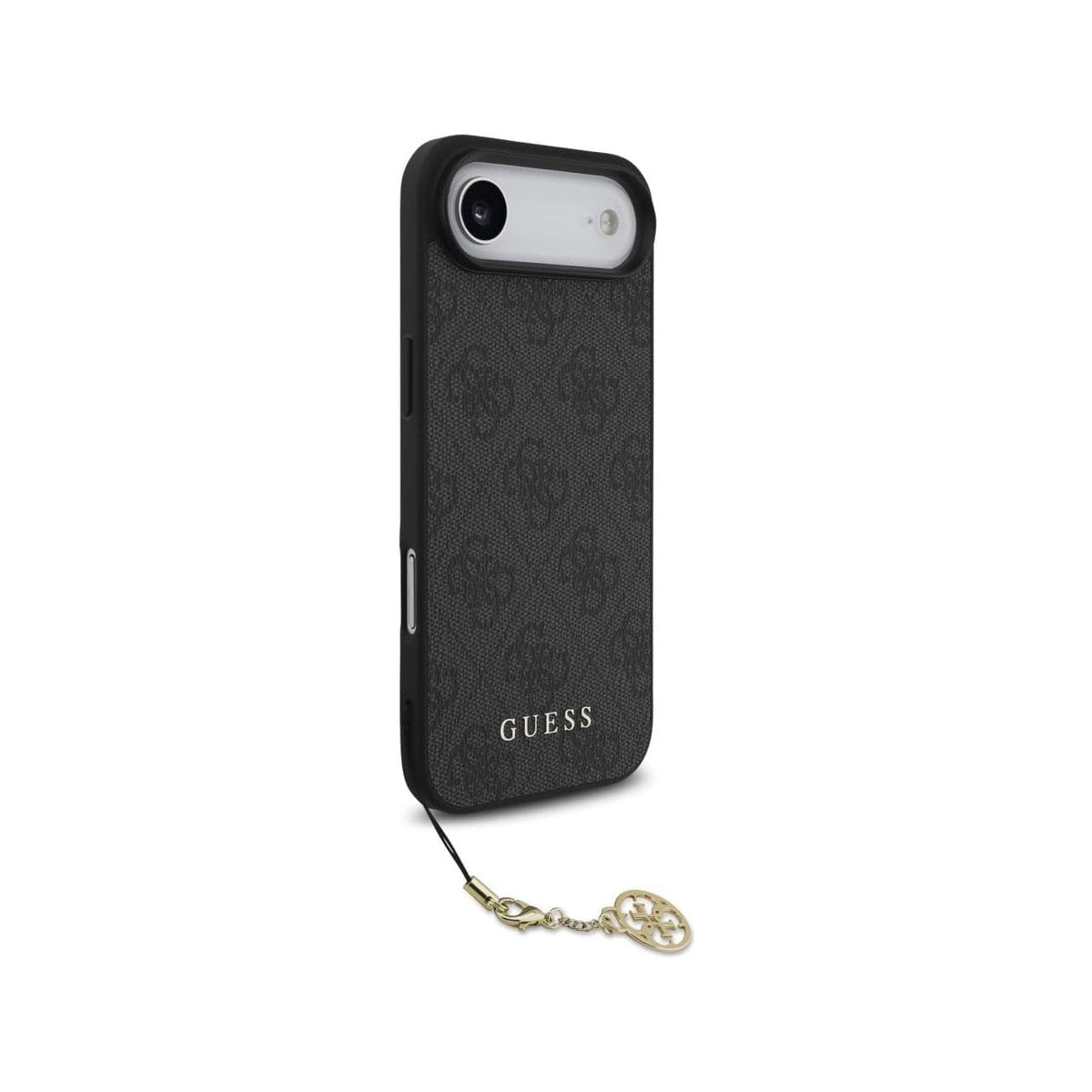 Guess Funda Logo 4G con Charm Dorado para iPhone Air con Protección Anticaídas, Negra