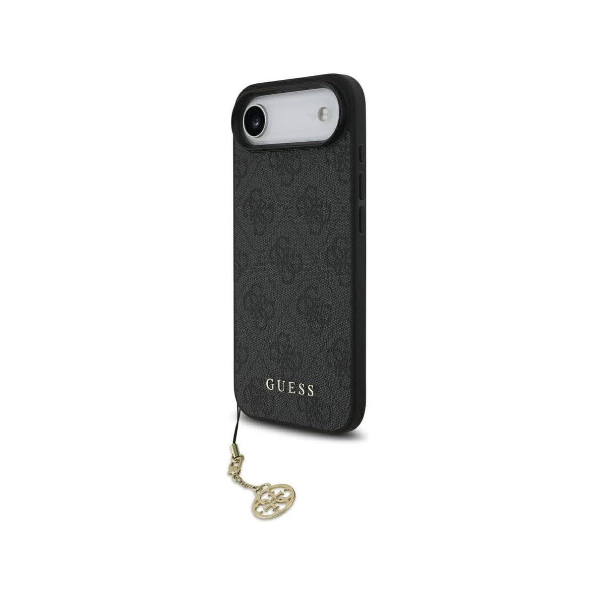 Guess Funda Logo 4G con Charm Dorado para iPhone Air con Protección Anticaídas, Negra