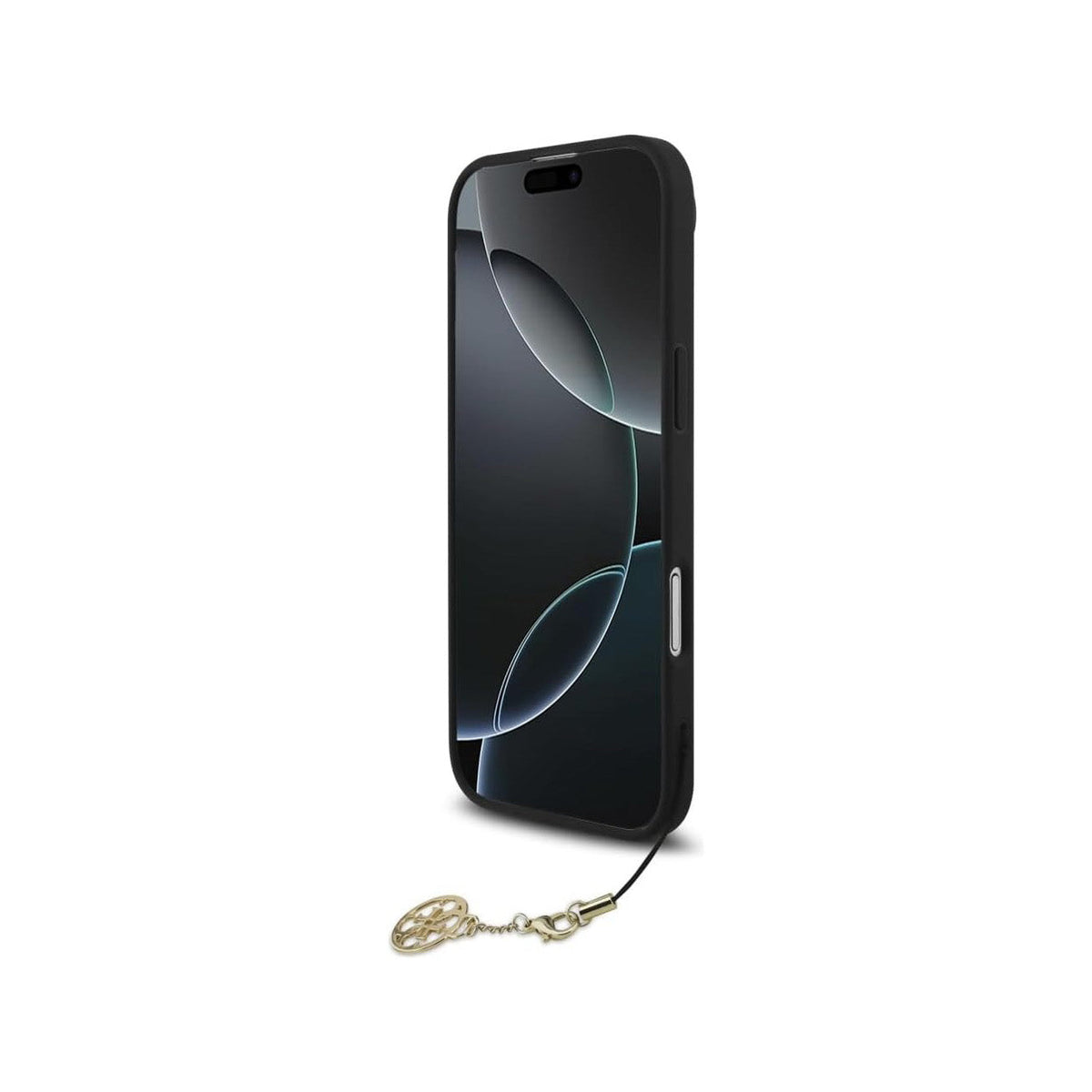Guess Funda Logo 4G con Charm Dorado para iPhone Air con Protección Anticaídas, Negra