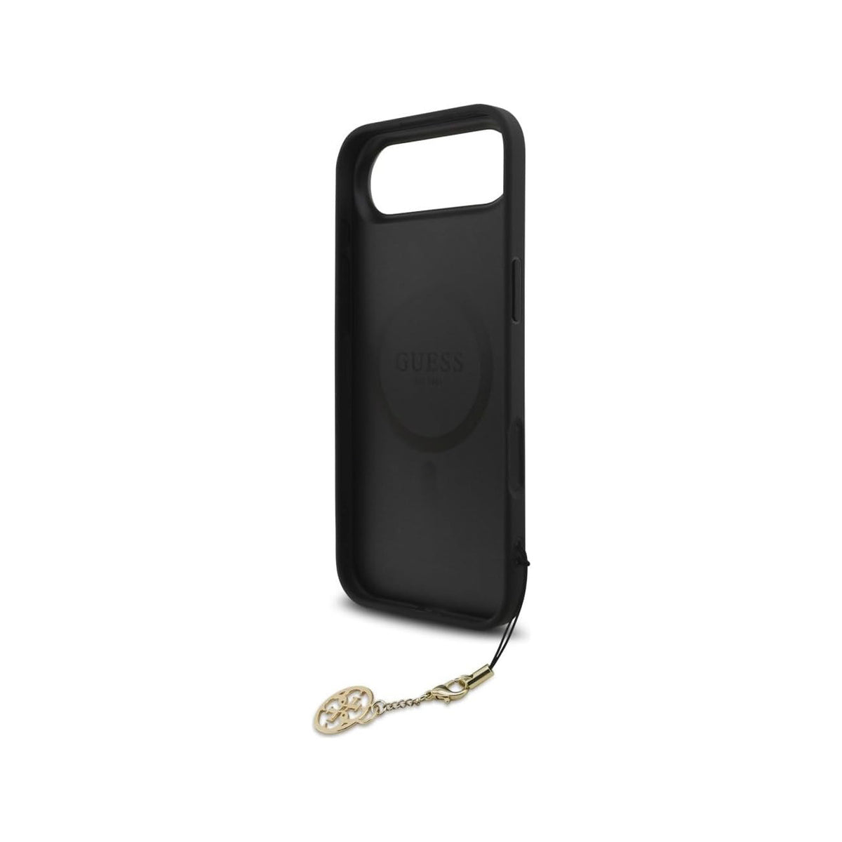Guess Funda Logo 4G con Charm Dorado para iPhone Air con Protección Anticaídas, Negra