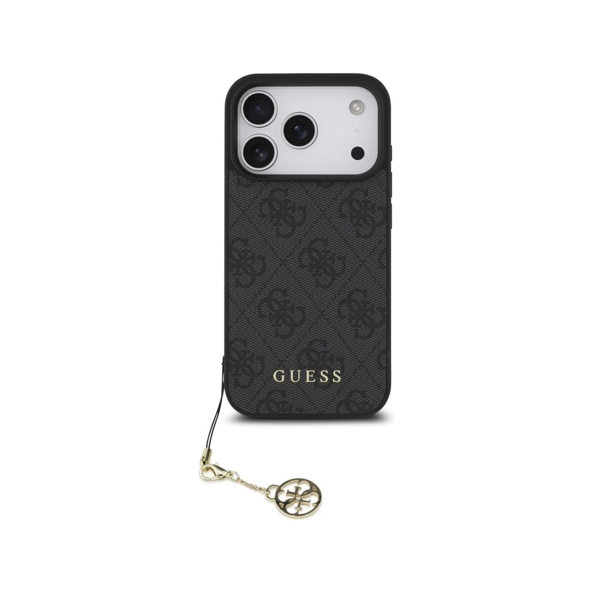 GUESS Funda Logo 4G para iPhone 17 Pro/18 Pro con Charm Dorado, Negra