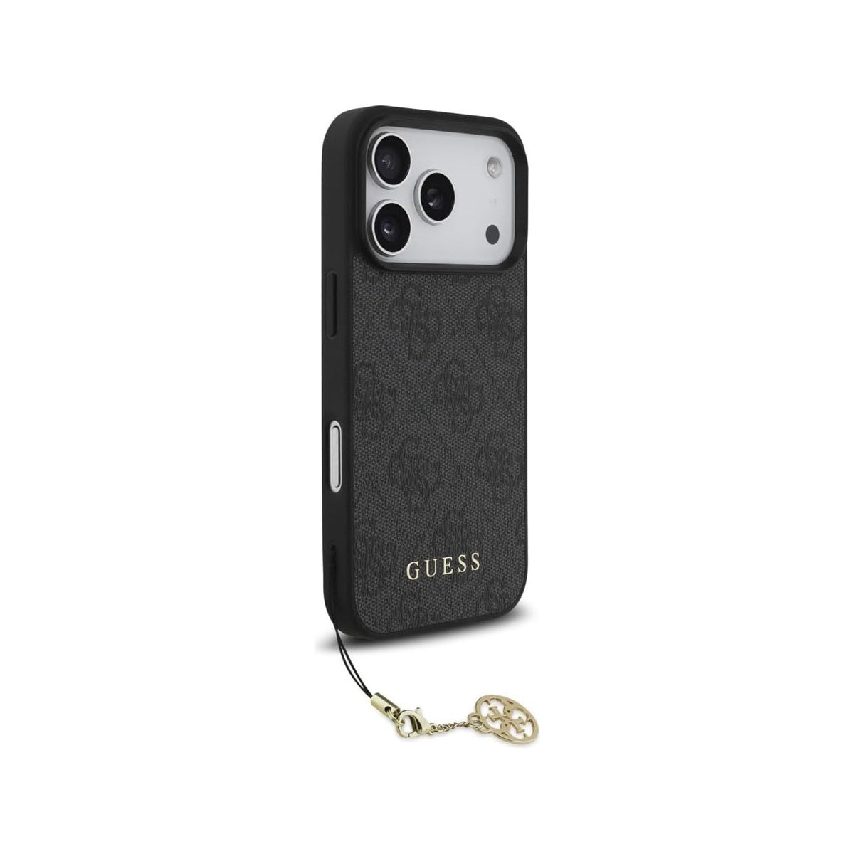 GUESS Funda Logo 4G para iPhone 17 Pro/18 Pro con Charm Dorado, Negra