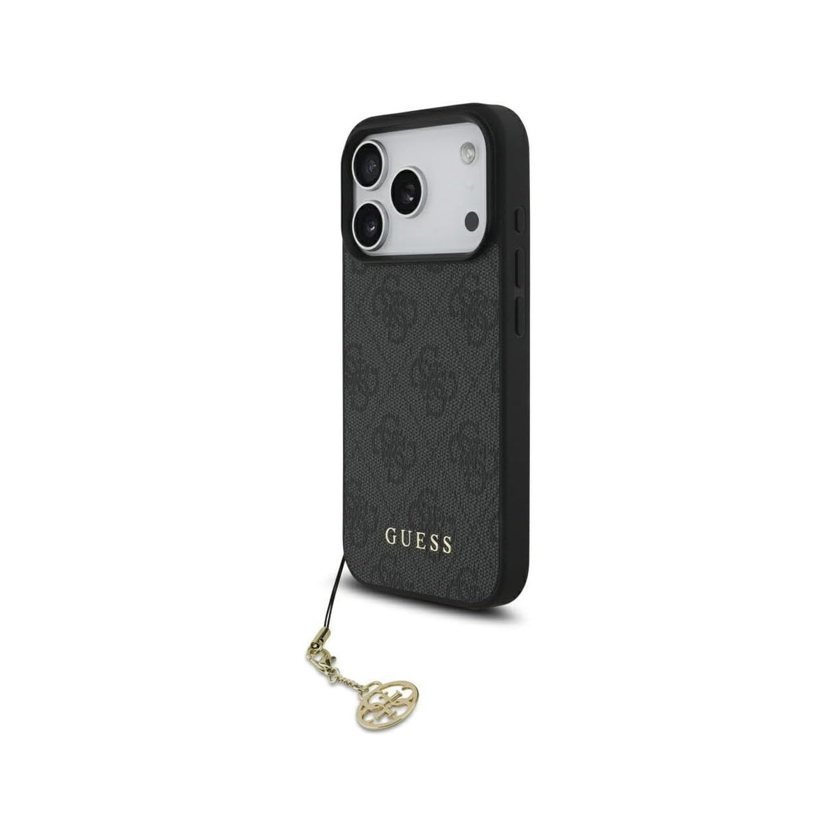 GUESS Funda Logo 4G para iPhone 17 Pro/18 Pro con Charm Dorado, Negra