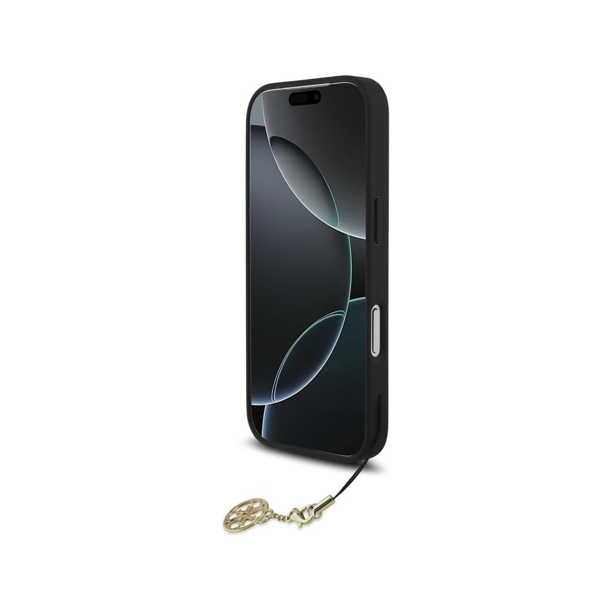 GUESS Funda Logo 4G para iPhone 17 Pro/18 Pro con Charm Dorado, Negra