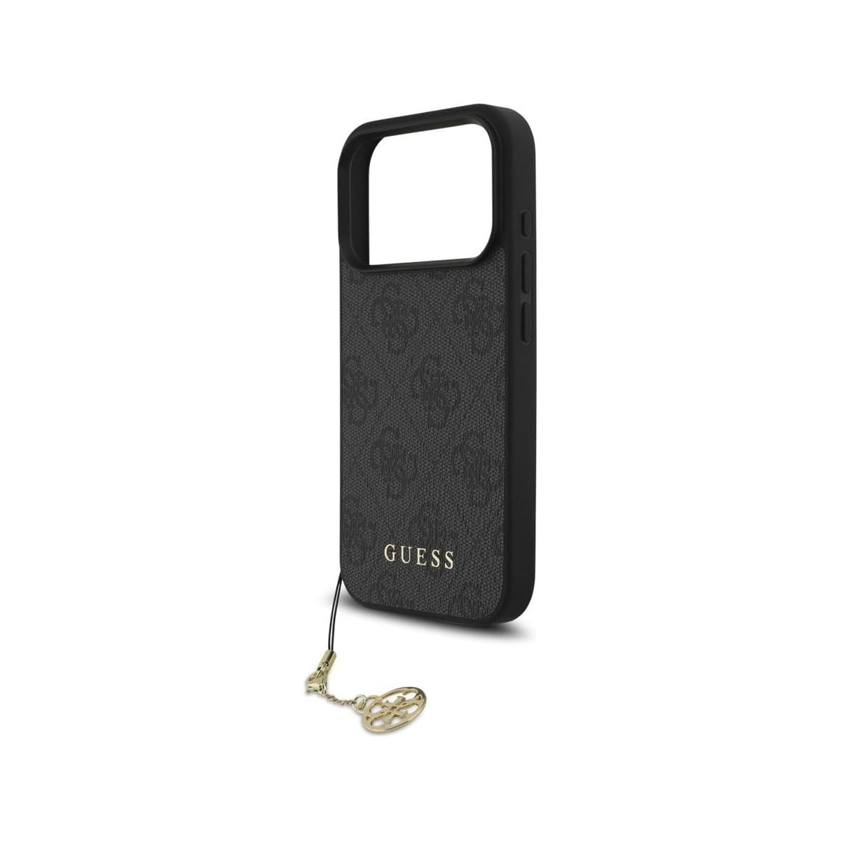 GUESS Funda Logo 4G para iPhone 17 Pro/18 Pro con Charm Dorado, Negra