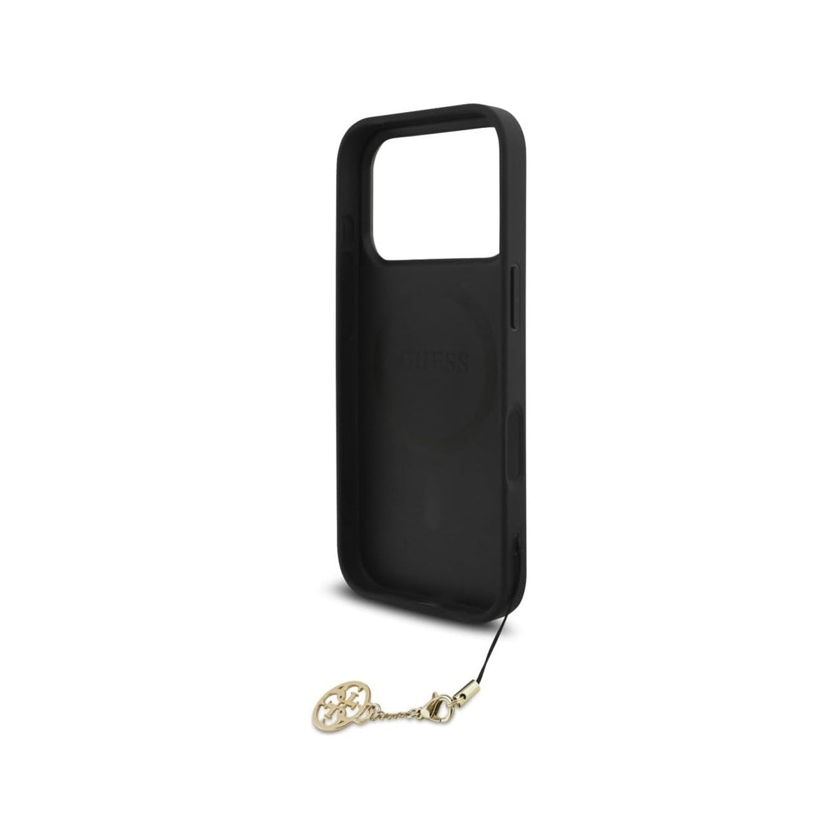 GUESS Funda Logo 4G para iPhone 17 Pro/18 Pro con Charm Dorado, Negra
