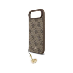 Guess Funda para iPhone 17 Air – Carcasa Marrón con Logo 4G y Charm Dorado, Protección Anticaídas y Ajuste Preciso