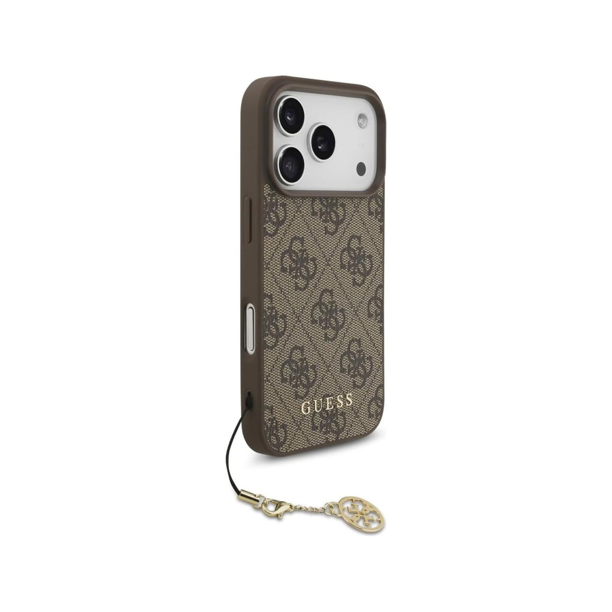 GUESS Funda Logo 4G para iPhone 17 Pro/18 Pro con Charm Dorado, Marrón