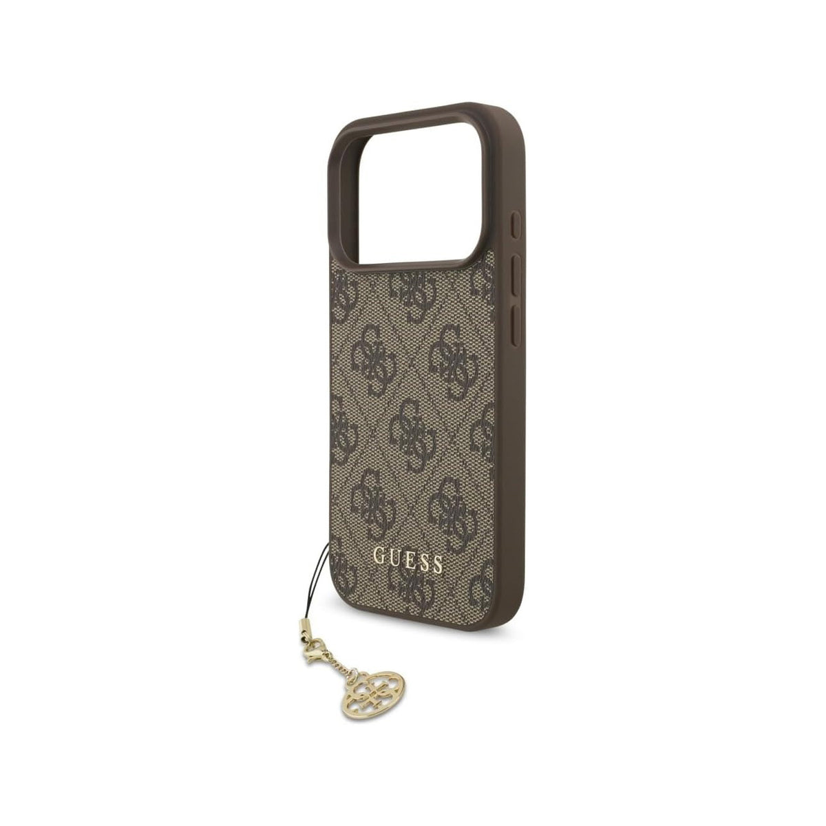 GUESS Funda Logo 4G para iPhone 17 Pro/18 Pro con Charm Dorado, Marrón
