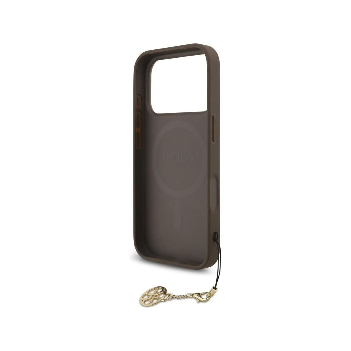 GUESS Funda Logo 4G para iPhone 17 Pro/18 Pro con Charm Dorado, Marrón
