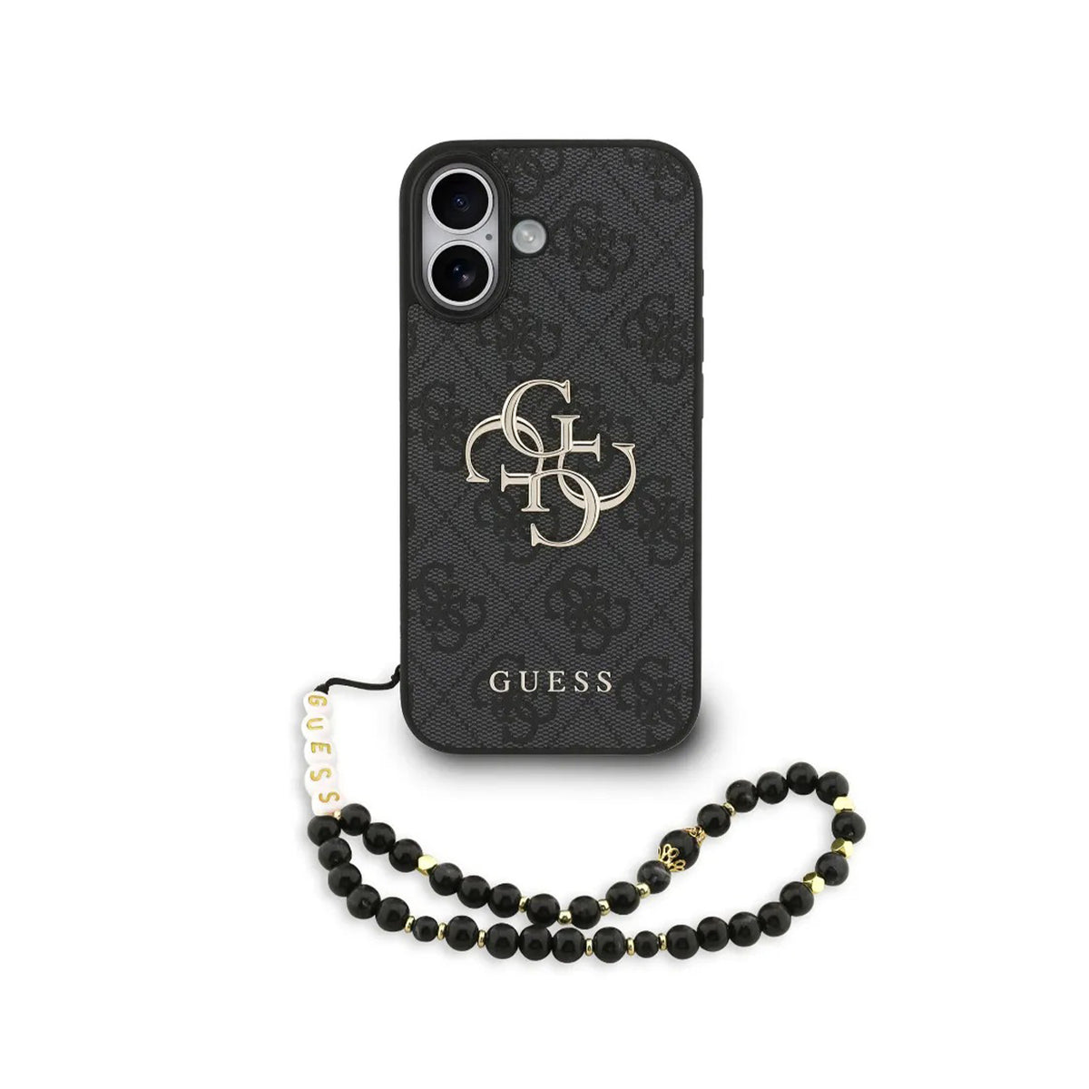 Guess Case for iPhone 17 – MagSafe-Compatible Case with Clear Glossy Finish and Pearl Strap, Drop Protection and Precise Fit
