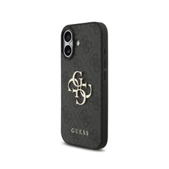 GUESS Funda de Polipiel Logo 4G Clásico para iPhone 17 con Correa de Perlas y Protección Anticaídas, Negra