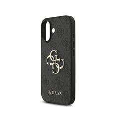 GUESS Funda de Polipiel Logo 4G Clásico para iPhone 17 con Correa de Perlas y Protección Anticaídas, Negra