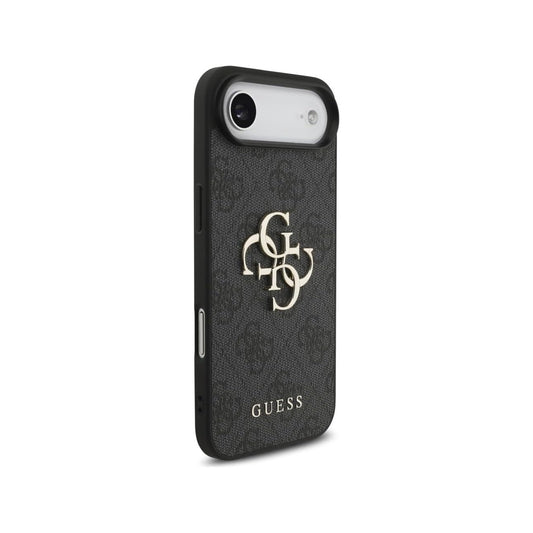 Guess Funda para iPhone Air – Carcasa de Polipiel Negra con Logo 4G Clásico y Correa de Perlas, Protección Anticaídas y Ajuste Preciso