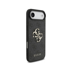 Guess Funda de Polipiel Logo 4G Clásico para iPhone Air con Correa de Perlas y Protección Anticaídas, Negra