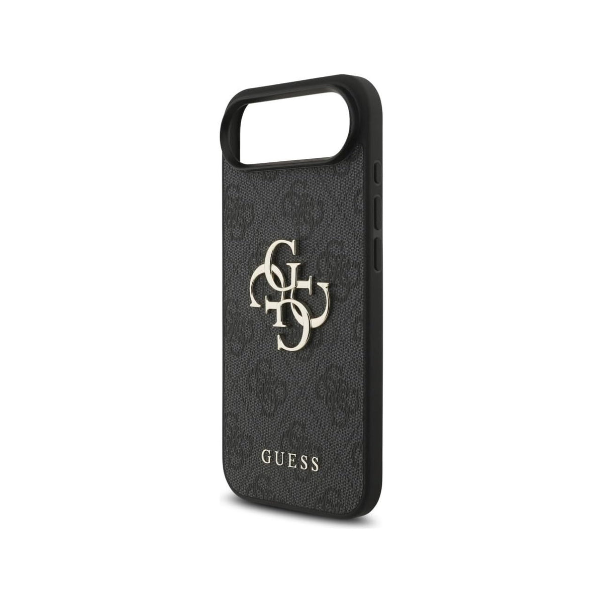Guess Funda de Polipiel Logo 4G Clásico para iPhone Air con Correa de Perlas y Protección Anticaídas, Negra