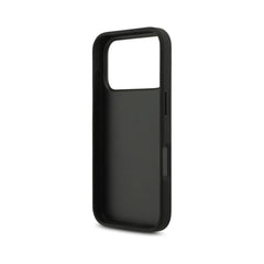 Guess iPhone 17 Pro Max Case - Black Faux Leather Case with Classic 4G Logo and Pearl Strap, Drop Protection and Precise Fit