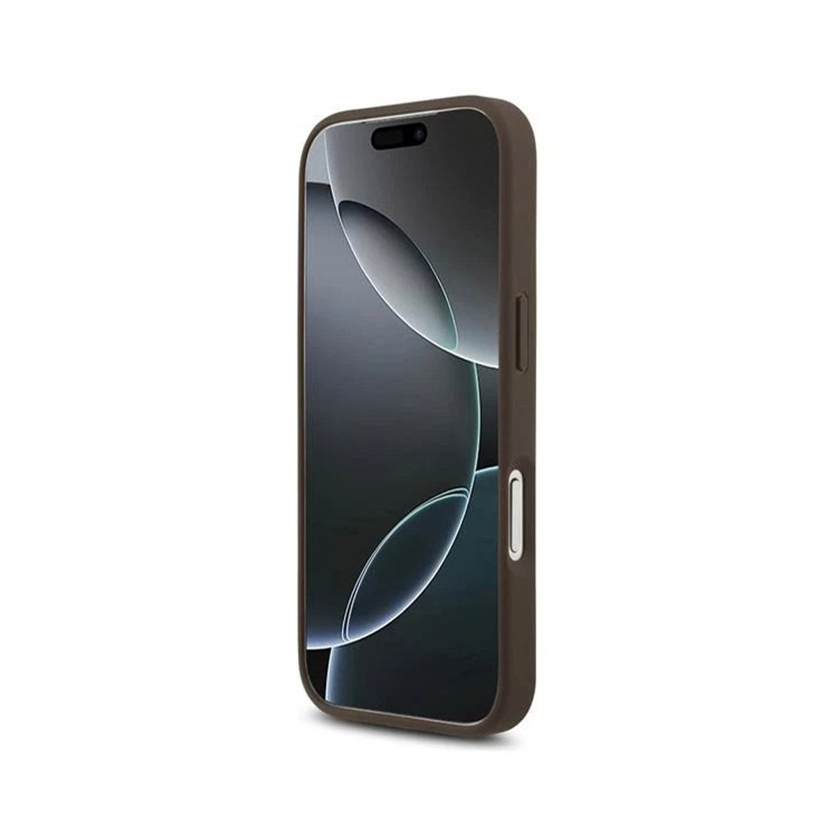 GUESS Funda Efecto Piel con Logo 4G para iPhone 17 Pro/18 Pro con Correa de Perlas, Marrón