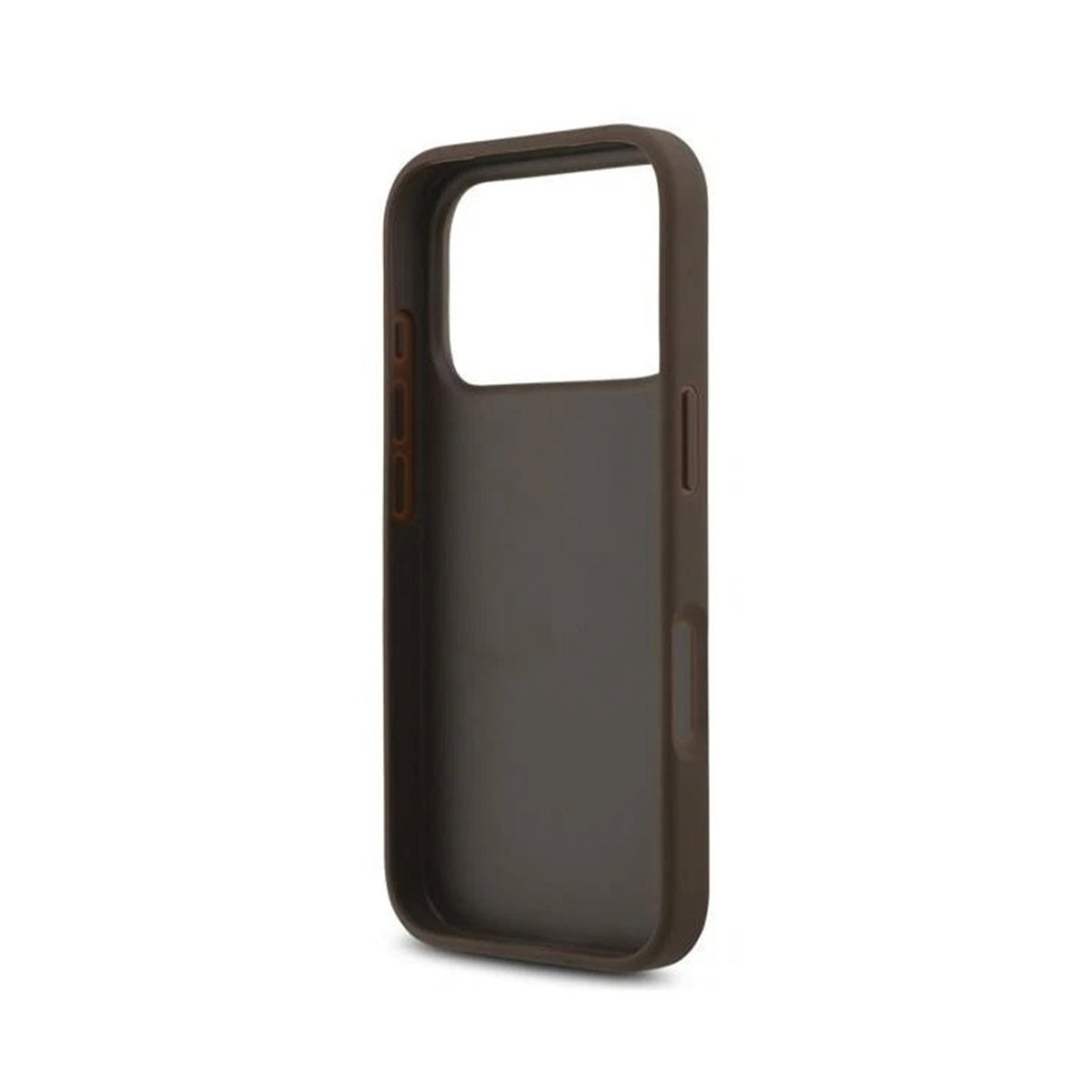 GUESS Funda Efecto Piel con Logo 4G para iPhone 17 Pro/18 Pro con Correa de Perlas, Marrón