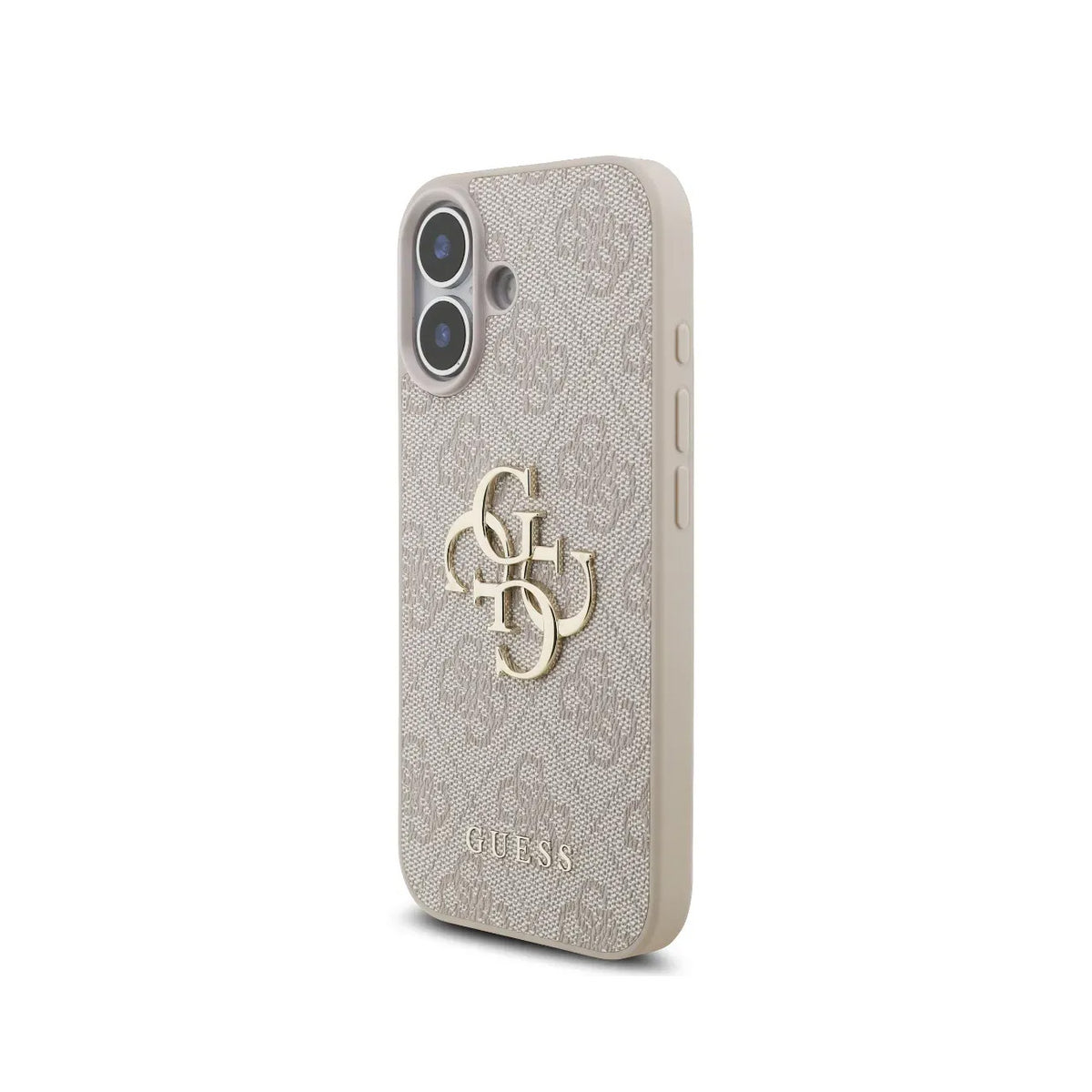 Guess Funda de Polipiel Logo 4G Clásico para iPhone 17 con Correa de Perlas y Protección Anticaídas, Rosa