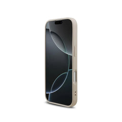 Guess Funda de Polipiel Logo 4G Clásico para iPhone 17 con Correa de Perlas y Protección Anticaídas, Rosa
